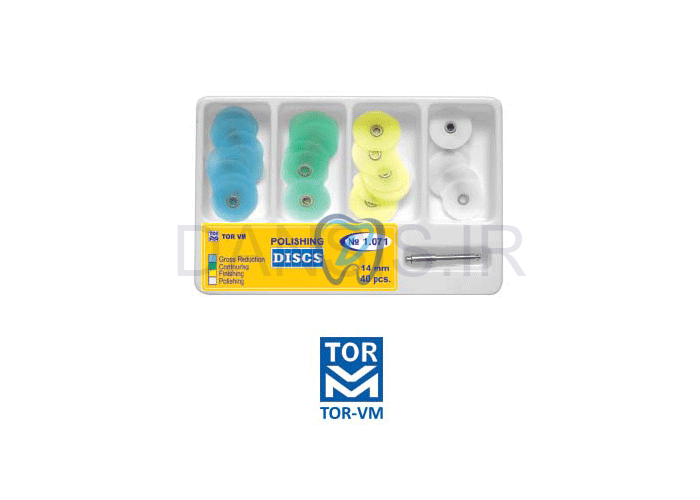 تصویر  کیت دیسک پرداخت مرکز دار چهار رنگ 40 عددی و ماندرل - Tor Vm