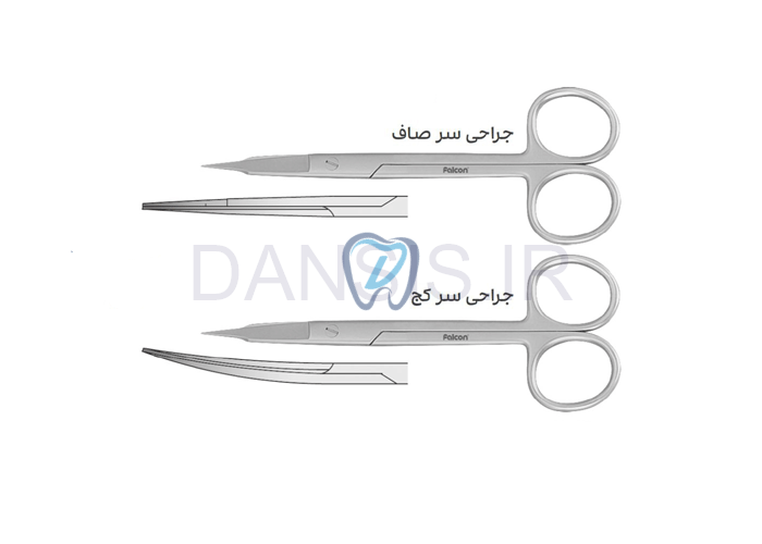 تصویر  قیچی جراحی سر صاف و سر کج - کوشا