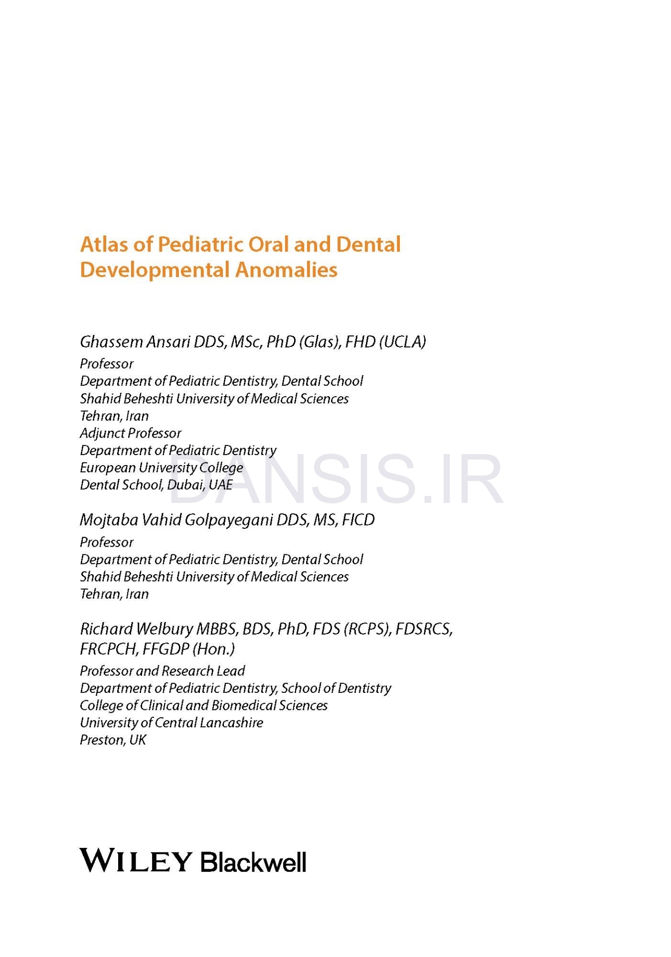 تصویر  Atlas of pediatric oral and dental developmental anomalies