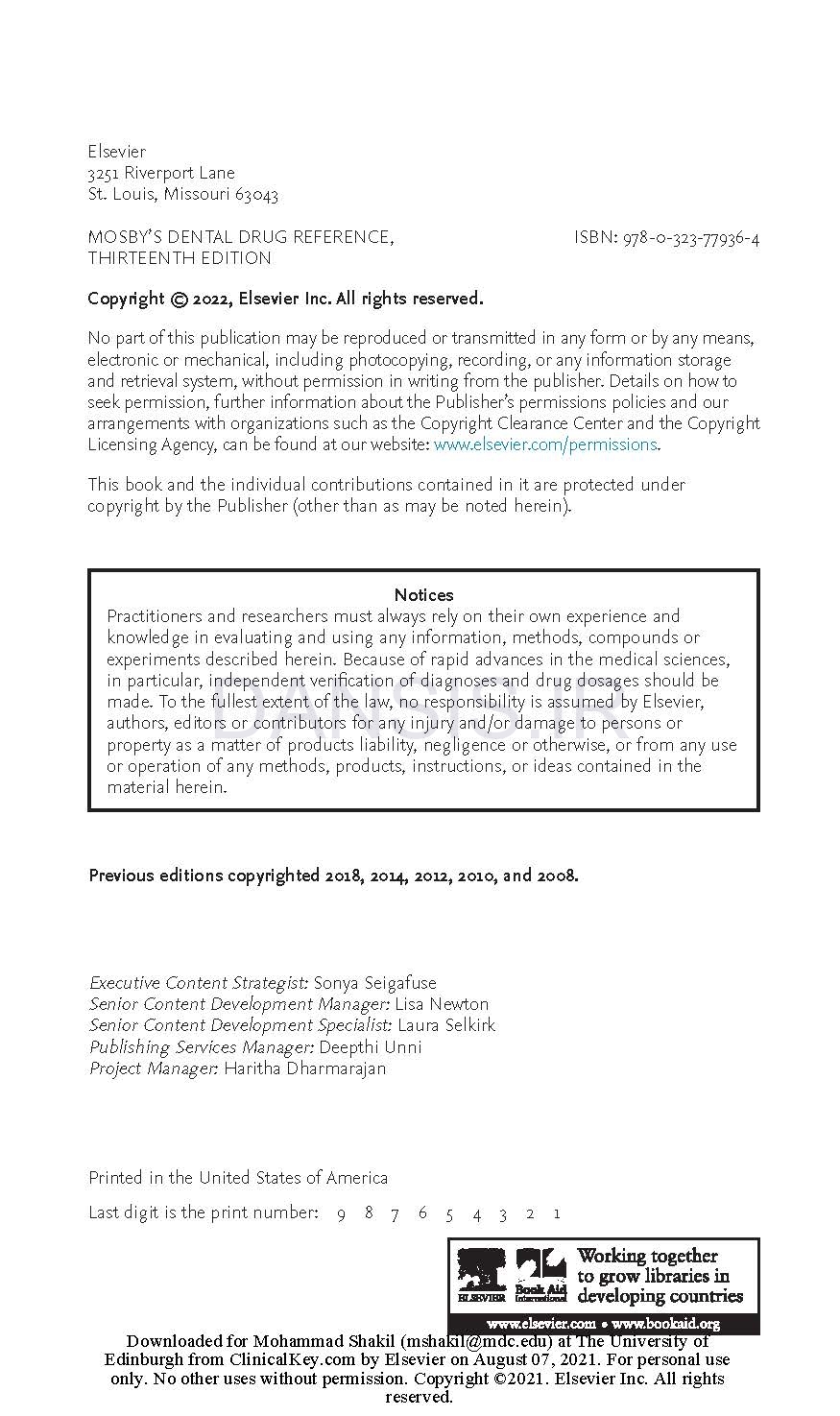 تصویر  MOSBY’S DENTAL DRUG REFERENCE 2022 Thirteenth Edition