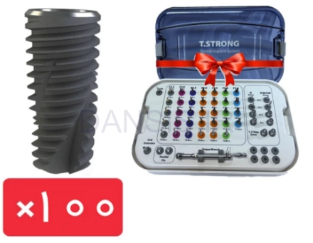 تصویر  پکیج 100 واحد فیکسچر تی استرانگ (T.STRONG) با آفر کیت جراحی فول رایگان