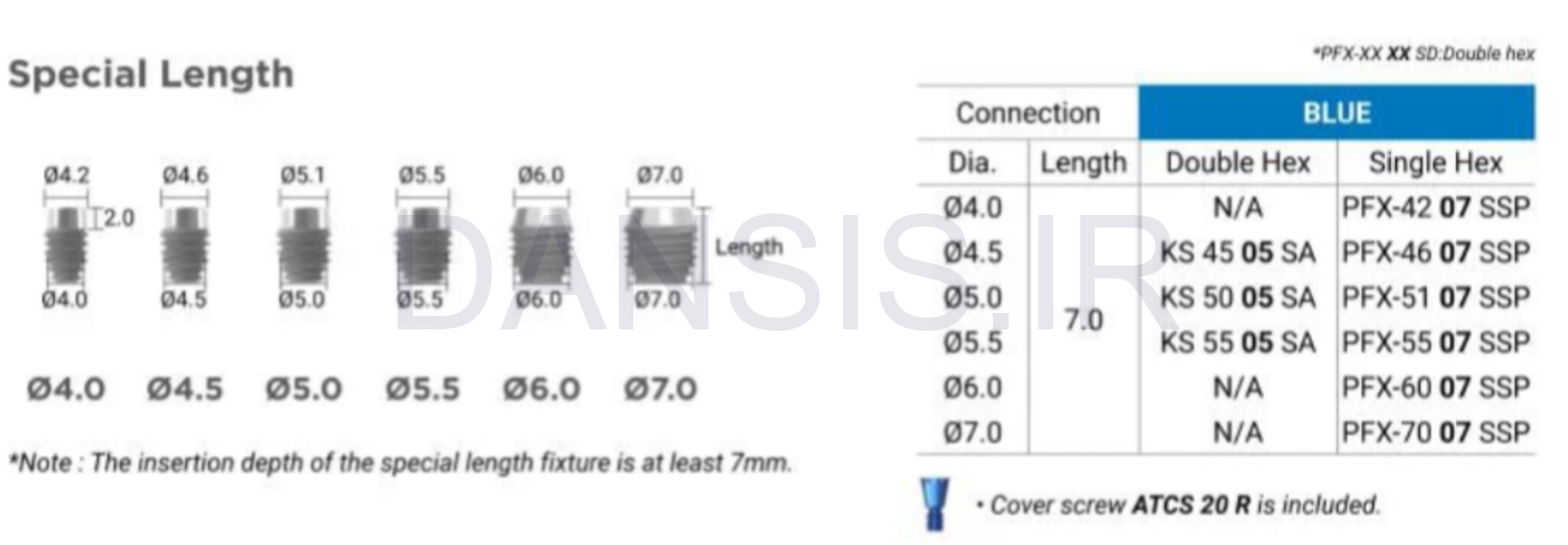 تصویر  فیکسچر اسپشیال بایوجنسیس (G.Diff Special Length)