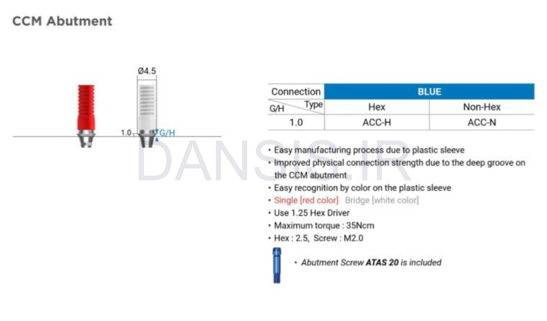 تصویر  اباتمنت پایه کروم کبالت(UCLA) بایوجنسیس(G.Diff)
