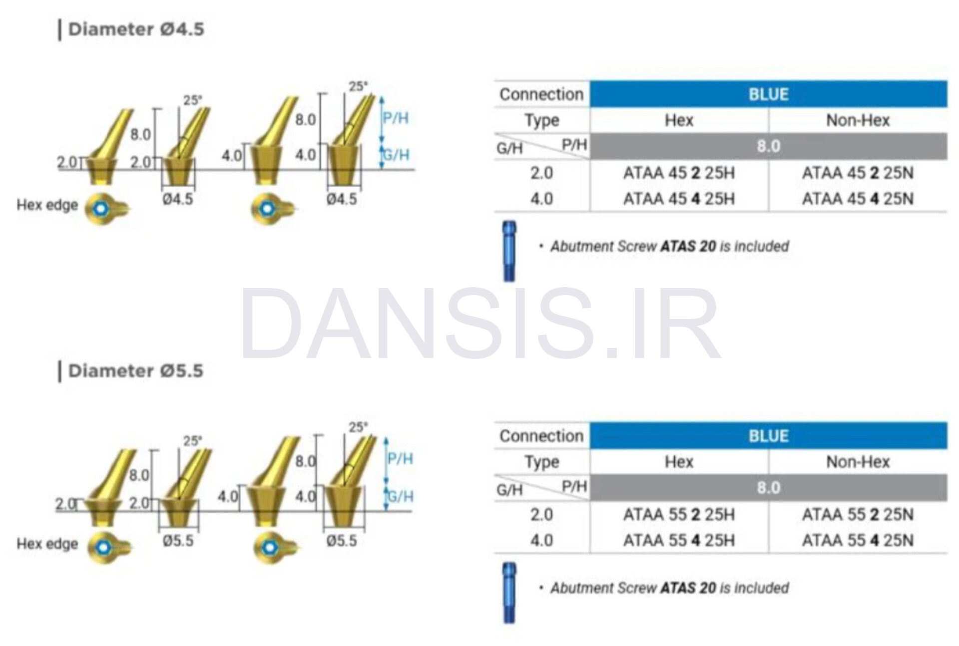 تصویر  اباتمنت زاویه دار بایوجنسیس(G.Diff)
