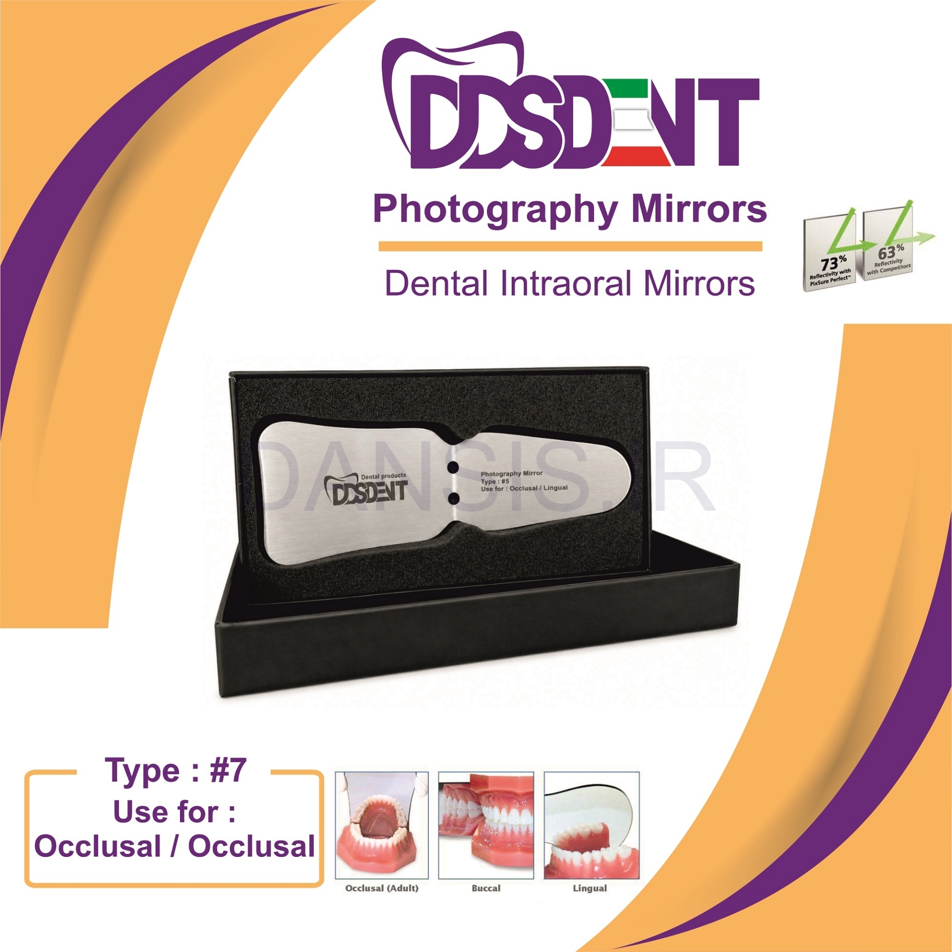 تصویر  آینه دو طرفه Occlusal-Lingual