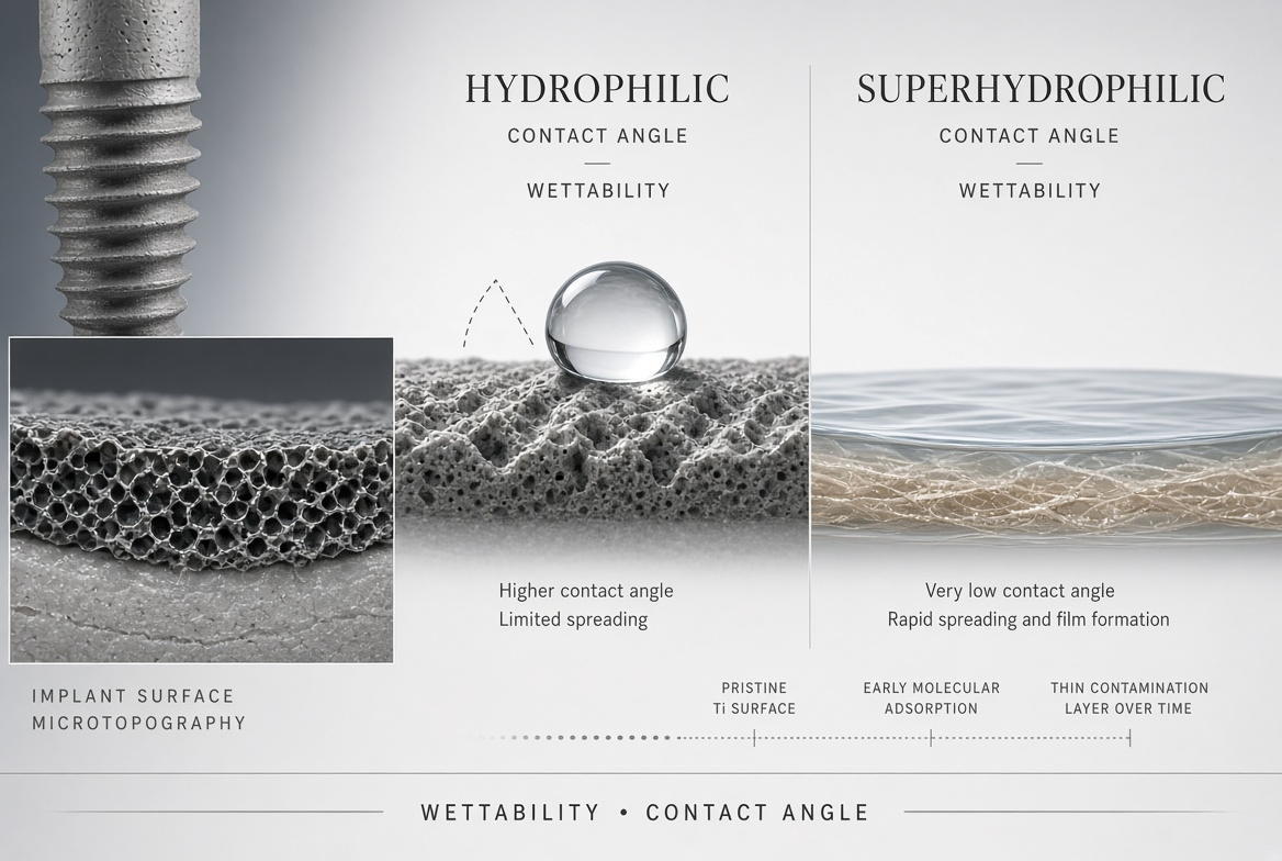 سطوح Hydrophilic و Superhydrophilic ایمپلنت دندانی چیست؟
