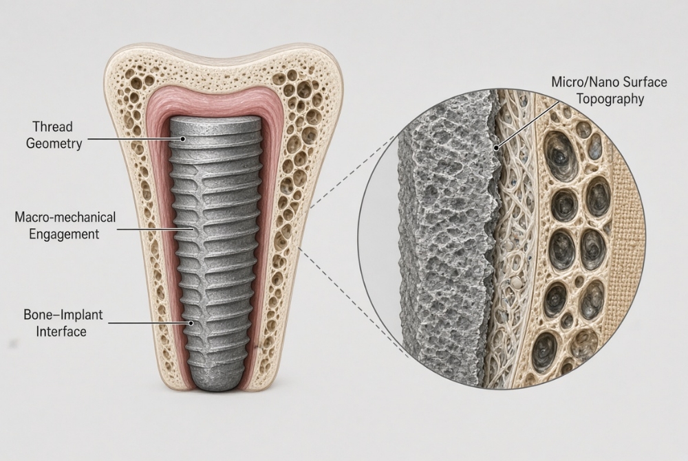 مقایسه مقیاس Thread Geometry و Surface Roughness در ایمپلنت دندانی