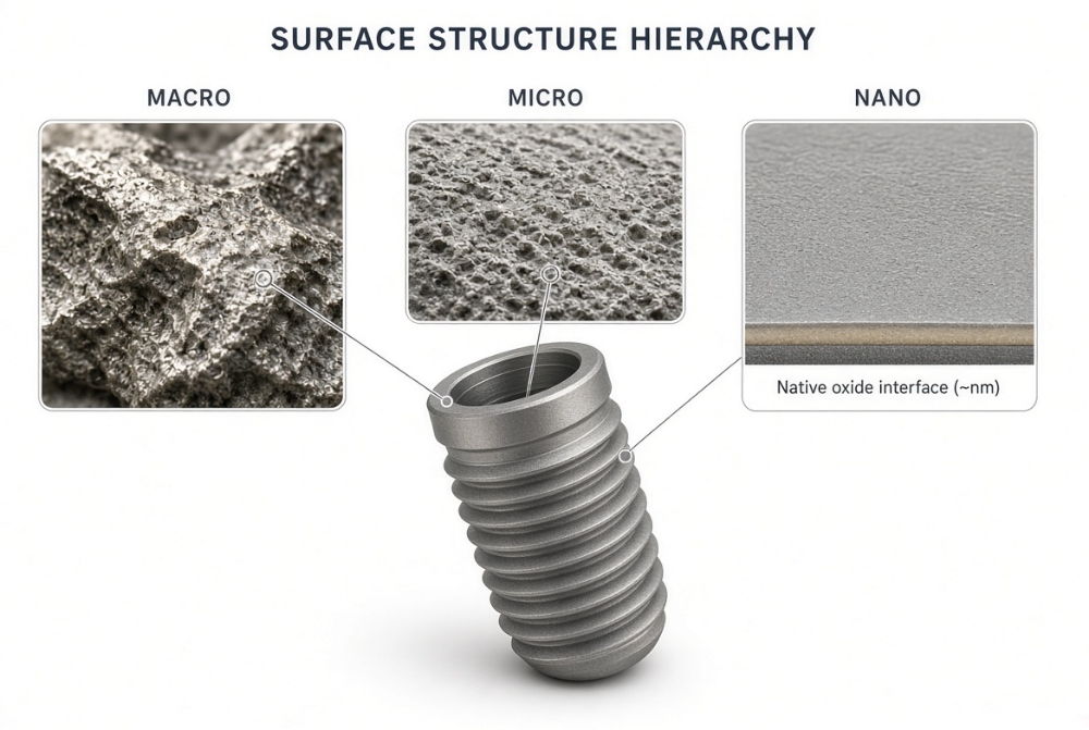 نمایش چندمقیاسی سطح ایمپلنت از Macro تا Micro و Nano